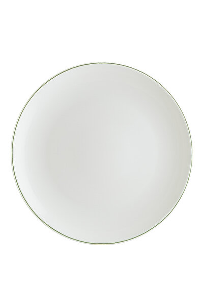 Bonna Retro Gourmet 12 Adet 27 cm Yeşil Kenar Çizgili Porselen Düz Tabak