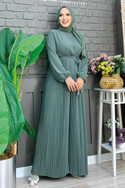 Bym Fashion Skirt Pleated Detailed Waist Belted Sleeve Cuffs Elastic Jumpsuit...