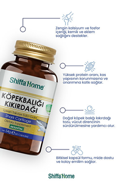 Shiffa Home Aksu Vital Köpek Balığı Kıkırdağı Shark Cartilage Köpekbalığı Kıkırdağı 60 Kapsül