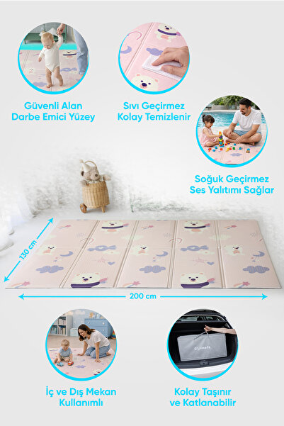 Coolmats Katlanabilir Çocuk Oyun Halısı, 200x130x1 cm Oyun Matı