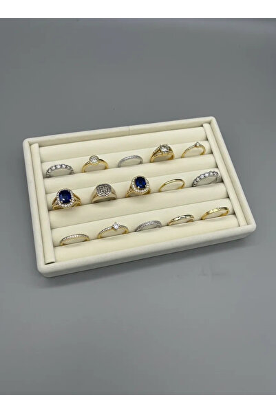 Aydın Decor Small Suede Sausage Cream Color Ring Table Stand (AYDINDECOR)