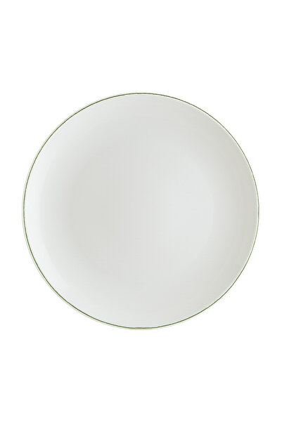 Bonna Retro Gourmet 12 Adet 25 cm Yeşil Kenar Çizgili Porselen Düz Tabak