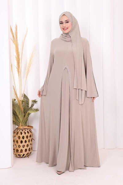 Bym Fashion Pelerin, Elbise Takım ŞAL HEDİYE 3932 Vizon