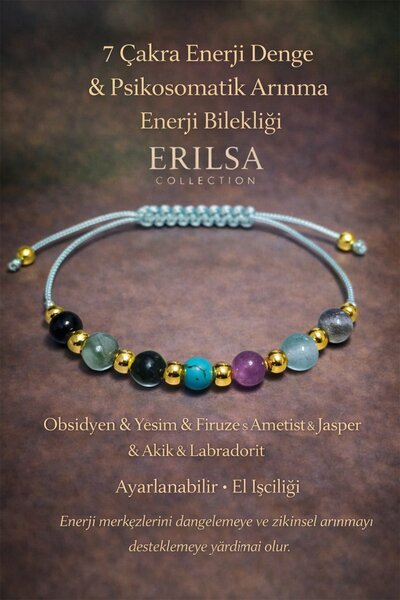 Erilsa سوار الطاقة المعتمد ذو 7 شاكرات باللون الأزرق لتوازن الطاقة والتناسق ا...