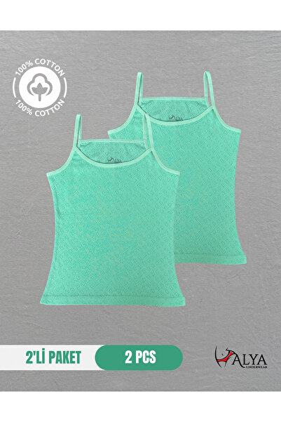 ALYA UNDERWEAR Girl's 100% Cotton Fabric String Strap Tank Top - Pack of 2