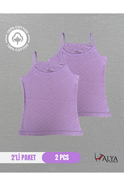 ALYA UNDERWEAR Girl's 100% Cotton Fabric String Strap Tank Top - Pack of 2