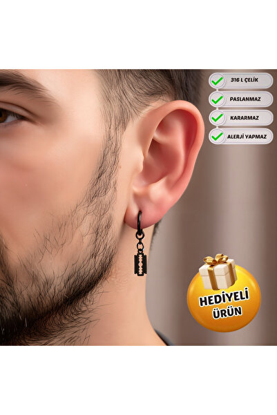 Piercing Market Steel & Silver أقراط رجالية للجنسين - متدلية من الفولاذ، لا ت...