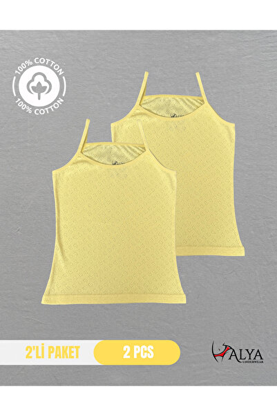 ALYA UNDERWEAR Girl's 100% Cotton Fabric String Strap Tank Top - Pack of 2