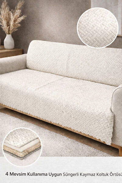 coverbox غطاء أريكة WELSOFT مع قاعدة إسفنجية مضادة للانزلاق - غطاء سرير قابل ...