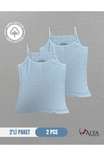 ALYA UNDERWEAR Girl's 100% Cotton Fabric String Strap Tank Top - Pack of 2