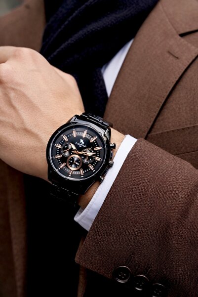 S.POLO Yeni Sezon SİYAH Renk Metal Kordon Erkek Kol Saati siyah akik Bileklik...