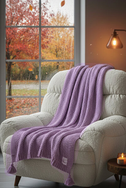 Miespiga Coco Rice Knitwear Τηλεόραση Κουβέρτα Πέτα Λιλά Πλεκτό Σάλι Καναπέ μ...