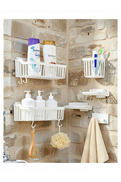 GenelTedarik 6-Piece Bathroom Set Shower Soap Dispenser Brush Holder Hanging ...