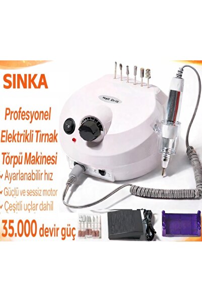 SİNKA Elektrikli Profesyonel Freze Tırnak Törpü Manikür Pedikür Makinesi Nail...