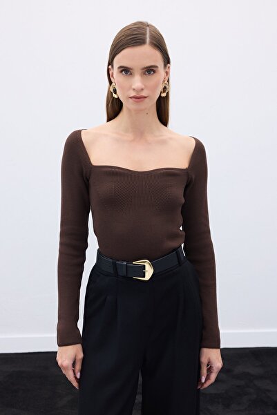 Sateen Светр Kalp Yaka Triko - Кафе