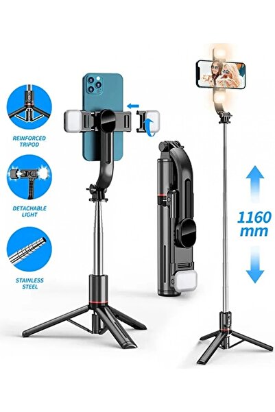 Hobimtek L12 Işıklı Selfie Çubuğu Uzaktan Kumandalı 116 Cm Tripod Özçekim Alü...