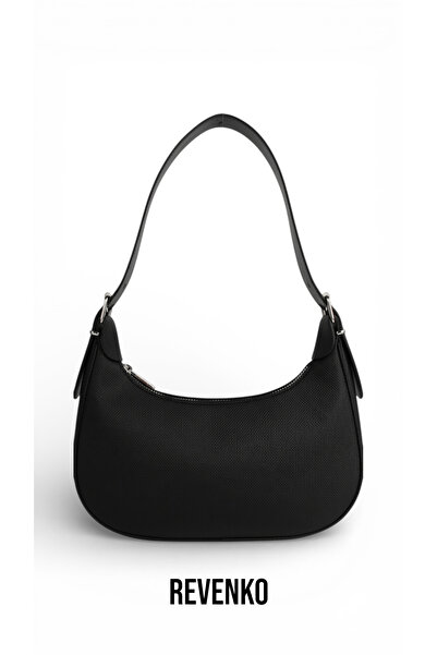 REVENKO Pera Siyah Baget Kadın Çantası Omuz Çantası - Kol Çantası - El Çantası