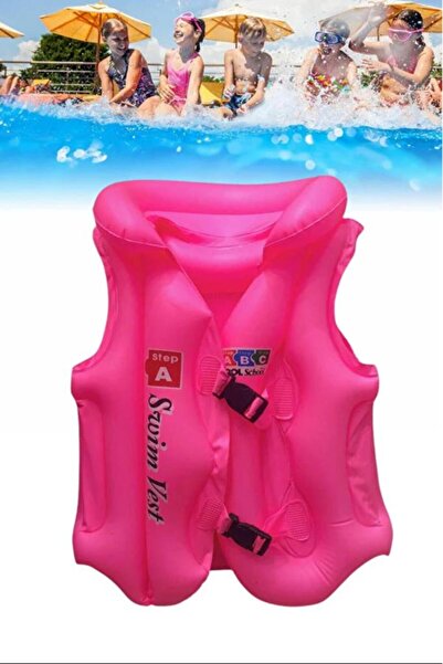 buradanaldım Çocuklar İçin Pembe Renk Abc Desen 7x11 yaş (20x45 kg) Şişme Yelek