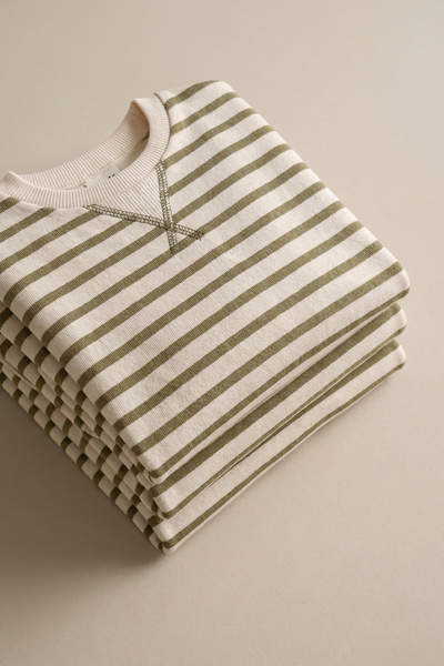 Cigit Φούτερ ελαφρύ με ριγέ λεπτομέρεια καριόκα, ηλικίας 2-12 ετών, Olive