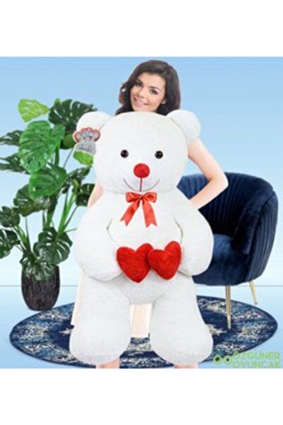 Özgüner Oyuncak 130 cm Çift Kalp Tutan Peluş Ayı - Sevgiliniz İçin En Güzel H...