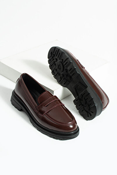 guijarro Women's Soft Burgundy Patent Leather Masculine Style Non-Slip Sole M...