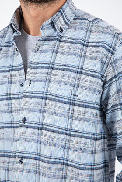 Varetta Чоловіча синя зимова сорочка з кишенями, класичний крій, картата