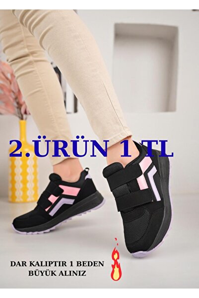 Moda Kadıköy Жіночі чорні пудрові кросівки з ремінцем