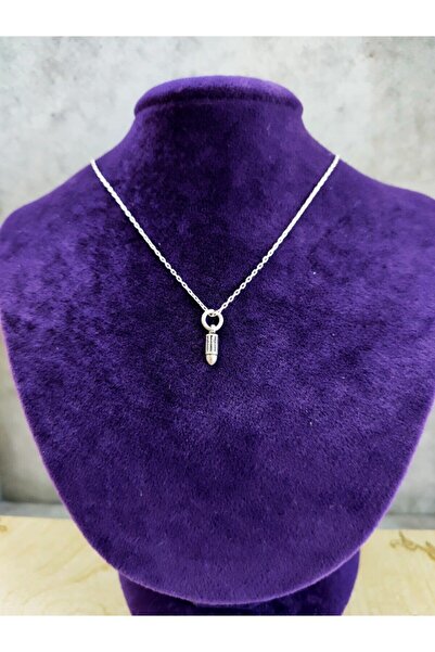 sarıyer silver Mermi Kurşun Gümüş Erkek Kolye 925 Ayar Aşk Sevgili Hediye Gün...