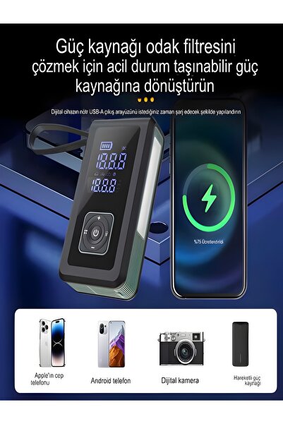 DEANB 8000mAh Dijital Ekranlı Araba Akü Takviye'li Kompresör Araç Lastik Şişi...