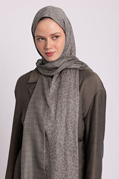 Ayshara Barçın Collection Silver Tulle Double-Sided Shawl