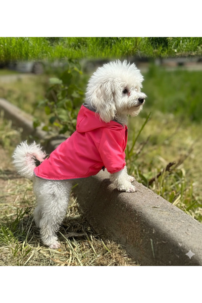 PATİLİNKA Cat - Dog Outfit Hooded Pink Raincoat & Coat