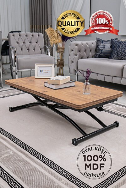 SEHPAM AKILLI Akıllı Sehpa Juppo Üst Tabla Mdf Efesçam Oval Köşe Alt Ayak Siy...