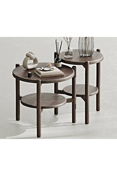 Normod Norac Masif Meşe İkili Yan Sehpa Takımı