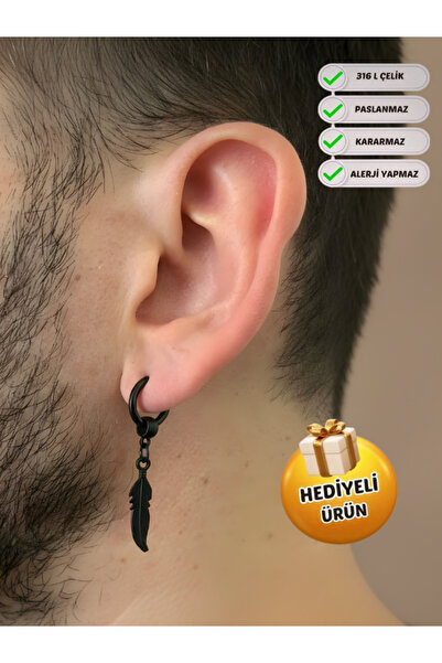 Piercing Market Steel & Silver أقراط متدلية من الفولاذ للرجال للجنسين - لا تص...