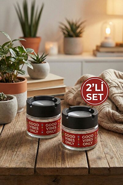 LE PARİS 2'li Set Kokusuz Cam Küllük - Good Vibes Only Baskılı Kapaklı Duman ...