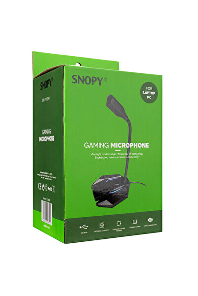 Snopy Siyah Led Işıklı Usb Gaming Oyuncu Masaüstü Mikrofon