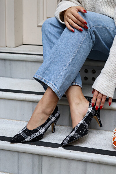 diya shoes Pantofi cu toc înalt pentru femei, cu model în carouri și vârf asc...