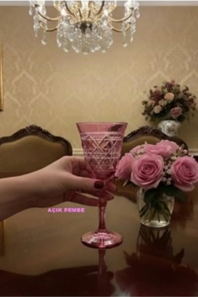 DECOSTYLE Gloria El Kesmesi Renkli Kadeh Bardak 270 cc - Tekli Lüks Ayaklı Cam Su ve Meşrubat Sunumu