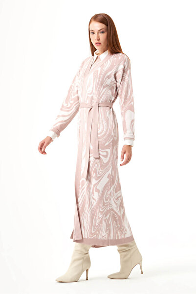 Mizalle Special Patterned Knitwear Powder Cardigan