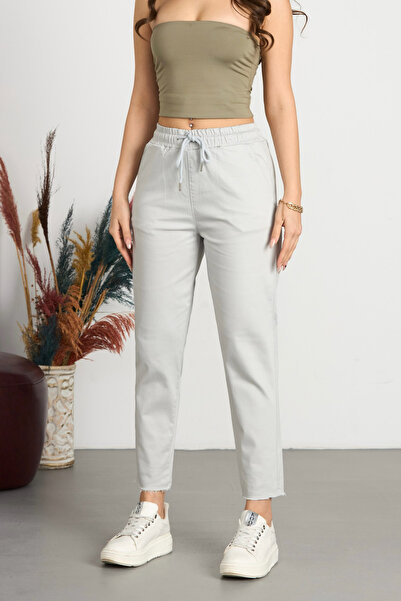 BİKELİFE Dámské kalhoty z bavlny z lycry s vysokým pasem – úzký střih s kapsami