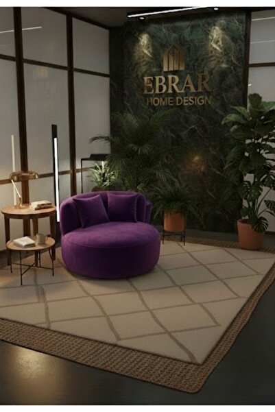 Ebrar Home Design Luvia Modern Kadife Berjer - Kavisli Tasarım Tekli Koltuk