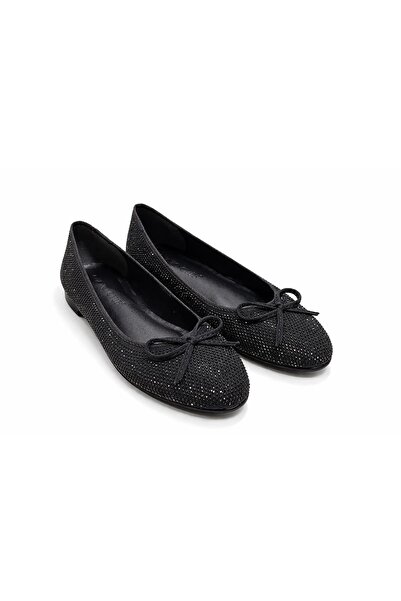 owwox club رومينا؛ أحذية باليرينا سوداء، مرصعة بالأحجار اللامعة