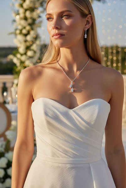 BEREN KILIÇ Melina Jewelry Set Necklace Earrings Gift Set Wedding Engagement Promise Wedding Jewelry Set