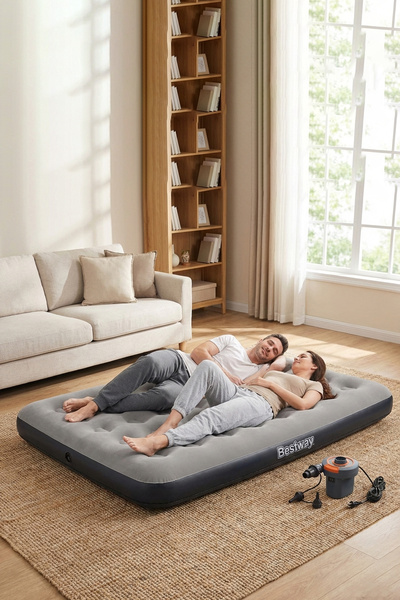 BESTWAY Ultra Queen 2 Kişilik Şişme Yatak + Elektrikli Pompa 191x137x22cm 671...