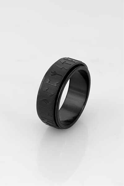 UKHWD SUPPLY 316L Steel Rustic Viking Black Men's Ring Ka1347Sysy