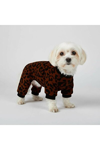 MİNİŞ PET BUTİK Mini Leopard Flexible Combed Cotton Small Breed Dog Jumpsuit