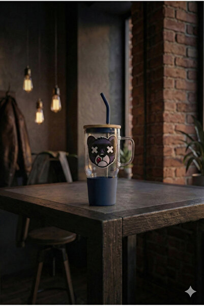 Anka Grup ANKA Bambu Kapaklı Ayı Desenli Çelik Pipetli Bardak Cam Termos Big ...