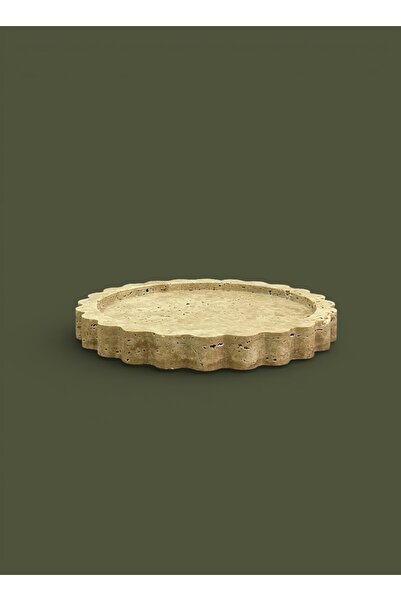 FARALYAHOME Natural Travertine Round Marble Tray, Bathroom Organizer, Present...