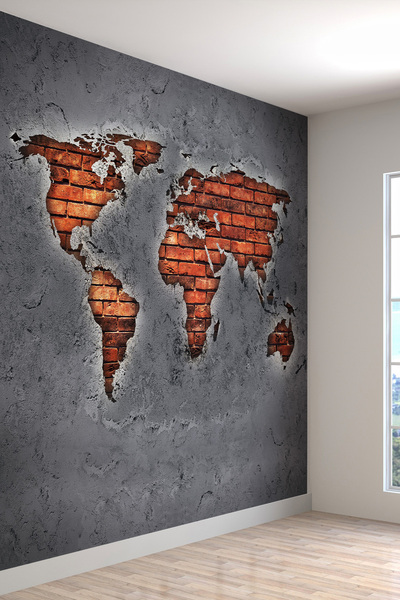 dreamwall Kabartma Sıva Kıta Harita Desenli Isı Ve Ses Yalıtımlı Sağlıklı Tek...