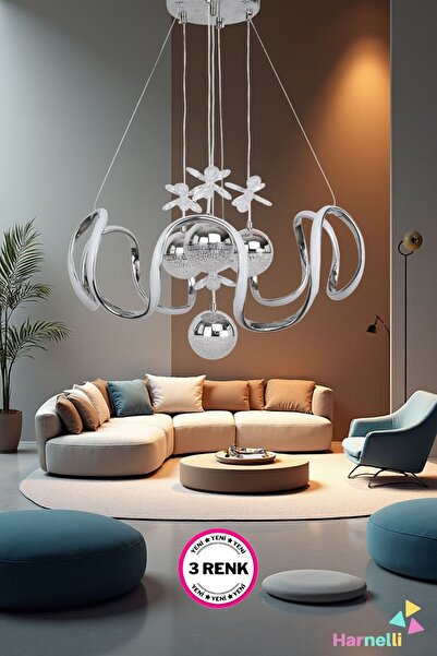 Harnelli 3 Renk Yanabilen 4 TOPLU Modern Ledli Avize